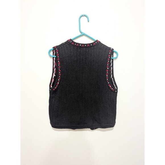 Vintage Bryn Connely Christmas Sweater Vest Petite Size P Holiday Full Zip - Picture 9 of 9
